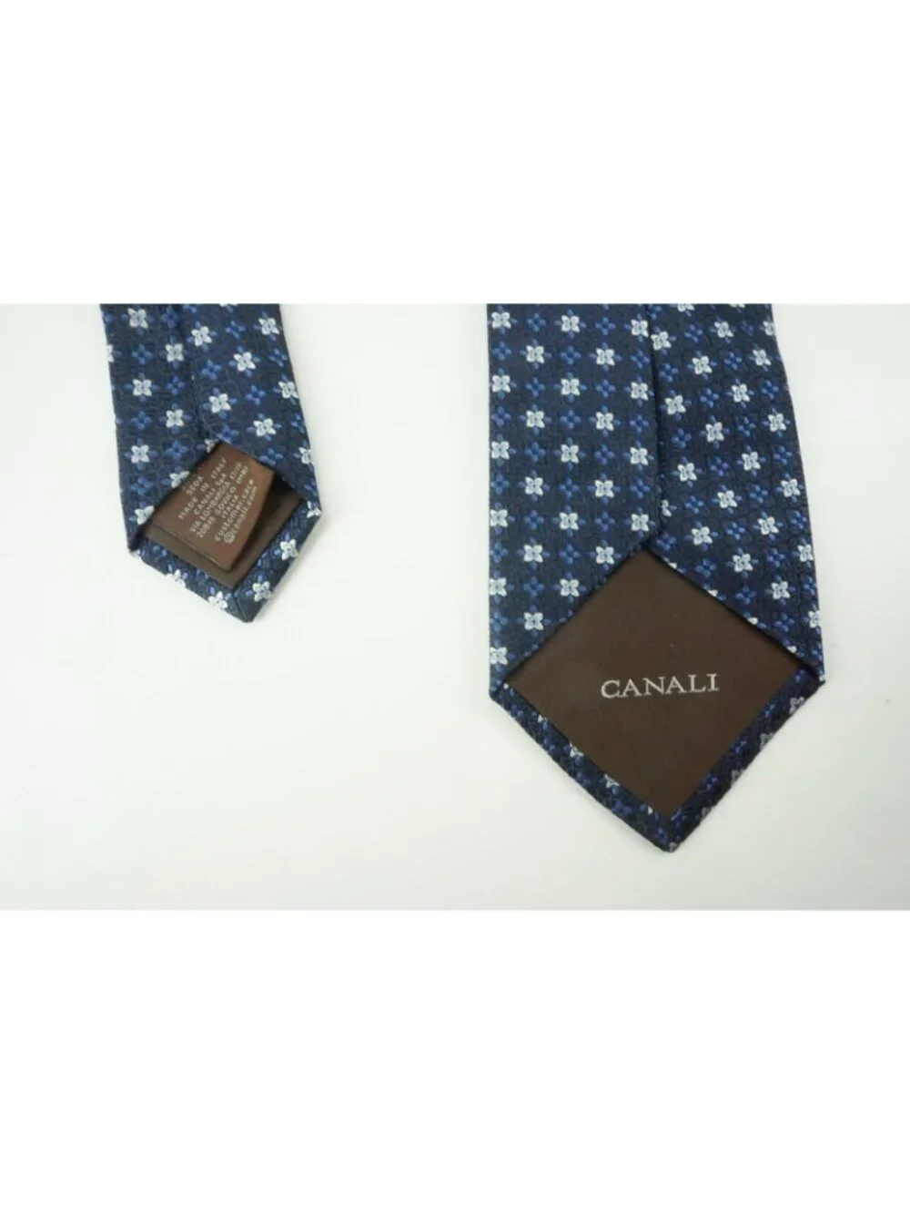 Canali Indigo Cobalt Ivory Woven Ditsy Micro Floral Silk Tie Brand New With Tags